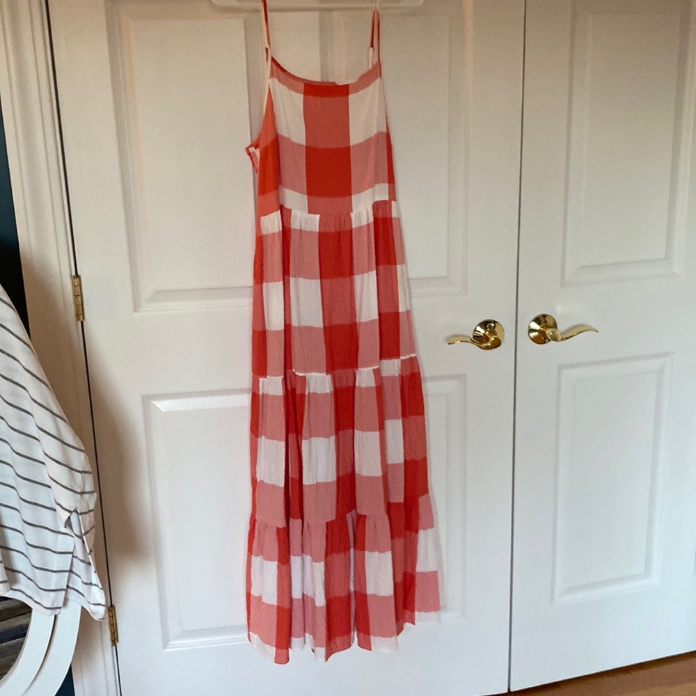 Red and White Checkered Maxi Dress
